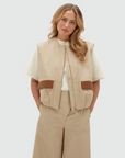JOSH V GILET JV-PACEY OVERSIZED BEIGE