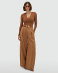 JOSH V PANTS JV-KYLE HIGH WAISTED BALLOON FIT COGNAC