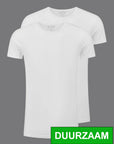 SLATER T-SHIRT STRETCH RONDE HALS 2-PACK WHITE
