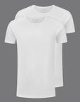 SLATER T-SHIRT BASIC FIT RONDE HALS 2-PACK WHITE