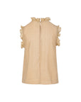COSTER COPENHAGEN TOP WITH RUFFLES MOON ROCK