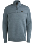 VANGUARD PULLOVER HALF ZIP COTTON BONDED MOULINE WINDWARD BLUE