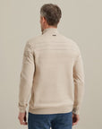 VANGUARD PULLOVER HALF ZIP COTTON BONDED MOULINE WHITE PEPPER