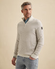 VANGUARD PULLOVER HALF ZIP COLLAR COTTON MODAL CLOUD DANCER