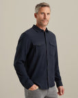 VANGUARD OVERSHIRT BRUSHED MELANGE TWILL SKY CAPTAIN