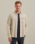 VANGUARD OVERHEMD JERSEY HERRINGBONE WHITE PEPPER