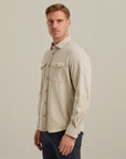 VANGUARD OVERHEMD JERSEY HERRINGBONE WHITE PEPPER