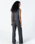 COSTER COPENHAGEN GILET WITH KNIT BACK ASPHALT GREY