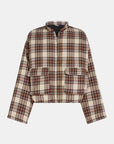 PENN&INK N.Y JAS WOMEN'S CHECKED UTILITY JACKET ECRU/BROWN