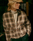 PENN&INK N.Y JAS WOMEN'S CHECKED UTILITY JACKET ECRU/BROWN