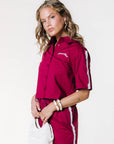 COLOURFUL REBEL BLOUSE MIGGY CROPPED RUFFLE DEEP BURGUNDY