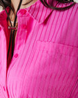 COLOURFUL REBEL BLOUSE MOON TONAL STRIPE BRIGHT PINK
