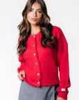 COLOURFUL REBEL VEST YARA KNIT CARDIGAN WARM RED