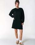 COLOURFUL REBEL JURK EMBRO SLEEVE SWEAT DRESS BLACK