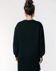 COLOURFUL REBEL JURK EMBRO SLEEVE SWEAT DRESS BLACK