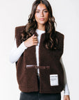 COLOURFUL REBEL VEST YADI TEDDY GILET BROWN