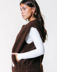 COLOURFUL REBEL VEST YADI TEDDY GILET BROWN