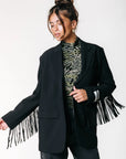 COLOURFUL REBEL BLAZER JESRA FRINGE BLACK