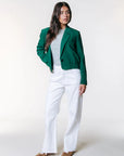 COLOURFUL REBEL BLAZER ZOE GATHERED BOTTOM GREEN