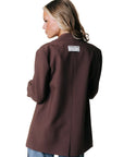 COLOURFUL REBEL BLAZER MIMMI LACE PEPLUM SLEEVE BROWN