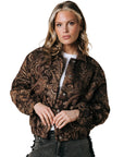 COLOURFUL REBEL JACK BENTE PAISLEY JACQUARD BOMBER JACKET BROWN