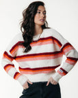 COLOURFUL REBEL PULLOVER OLIVIA MULTI STRIPE CREWNECK KNITTED MULTICOLOR