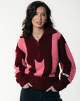 COLOURFUL REBEL PULLOVER YFKE STRIPE KNITWEAR ZIP PINK/RED