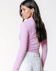 COLOURFUL REBEL TOP ALEX ZIP RIB LONGSLEEVE POLO PINK