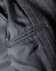 COLOURFUL REBEL JAS ZANIA DOUBLE BREASTED WOOL LONG COAT STRIPE MEDIUM GREY