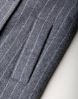 COLOURFUL REBEL JAS ZANIA DOUBLE BREASTED WOOL LONG COAT STRIPE MEDIUM GREY