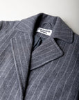 COLOURFUL REBEL JAS ZANIA DOUBLE BREASTED WOOL LONG COAT STRIPE MEDIUM GREY