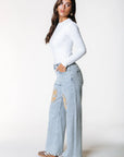 COLOURFUL REBEL JEANS GAIAS CR HIGH RISE STRAIGHT LEG DENIM LIGHT BLUE