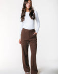 COLOURFUL REBEL PANTS RUS PINSTRIPE STRAIGHT BROWN