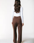 COLOURFUL REBEL PANTS RUS PINSTRIPE STRAIGHT BROWN