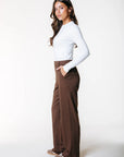 COLOURFUL REBEL PANTS RUS PINSTRIPE STRAIGHT BROWN
