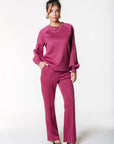 COLOURFUL REBEL PANTS JIBY PINTUCK STRAIGHT BORDEAUX