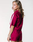 COLOURFUL REBEL SHORT JESS RUFFLE DEEP BURGUNDY
