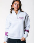 COLOURFUL REBEL SWEATER VARSITY ZIP LIGHT GREY MELANGE
