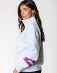 COLOURFUL REBEL SWEATER VARSITY ZIP LIGHT GREY MELANGE