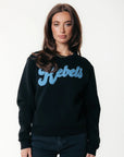COLOURFUL REBEL SWEATER DENIM PATCH RELAXED SWEAT BLACK