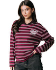 COLOURFUL REBEL SWEATER SPORT COLLAR LONGSLEEVE STRIPED SWEAT RED