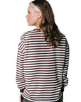COLOURFUL REBEL SWEATER STRIPED WAVY LOGO LONGSLEEVE WHITE/BROWN