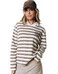 COLOURFUL REBEL SWEATER SPORT COLLAR LONGSLEEVE STRIPED SWEAT OFF WHITE