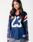 COLOURFUL REBEL SWEATER KAYLA FOOTBALL T-SHIRT CANAL BLUE