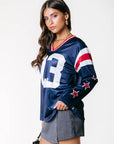 COLOURFUL REBEL SWEATER KAYLA FOOTBALL T-SHIRT CANAL BLUE