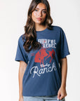 COLOURFUL REBEL T-SHIRT CR RANCH LOOSEFIT TEE DENIM BLUE