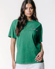 COLOURFUL REBEL T-SHIRT CR 76 ACID WASH OFF GREEN