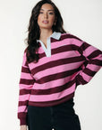COLOURFUL REBEL SWEATER SKYLER STRIPED BOYFRIEND POLO MERLOT RED