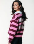 COLOURFUL REBEL SWEATER SKYLER STRIPED BOYFRIEND POLO MERLOT RED