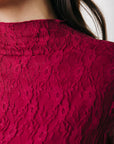COLOURFUL REBEL TOP NOE LACE HIGH NECK MERLOT RED